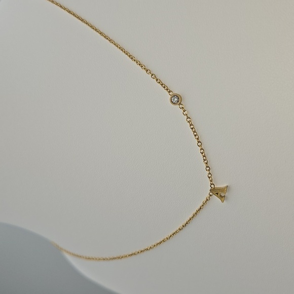 ✨2/$10✨ Letter A Initial and Diamond Necklace 19'' Stainless Steel - Picture 6 of 6
